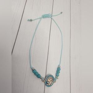 Boho Style Turquoise String Cord Bracelet with Silver Pendant